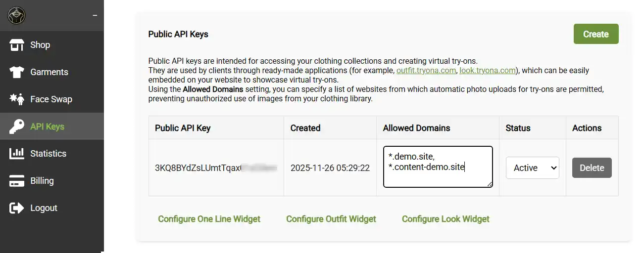 Tryona: Panel Settings